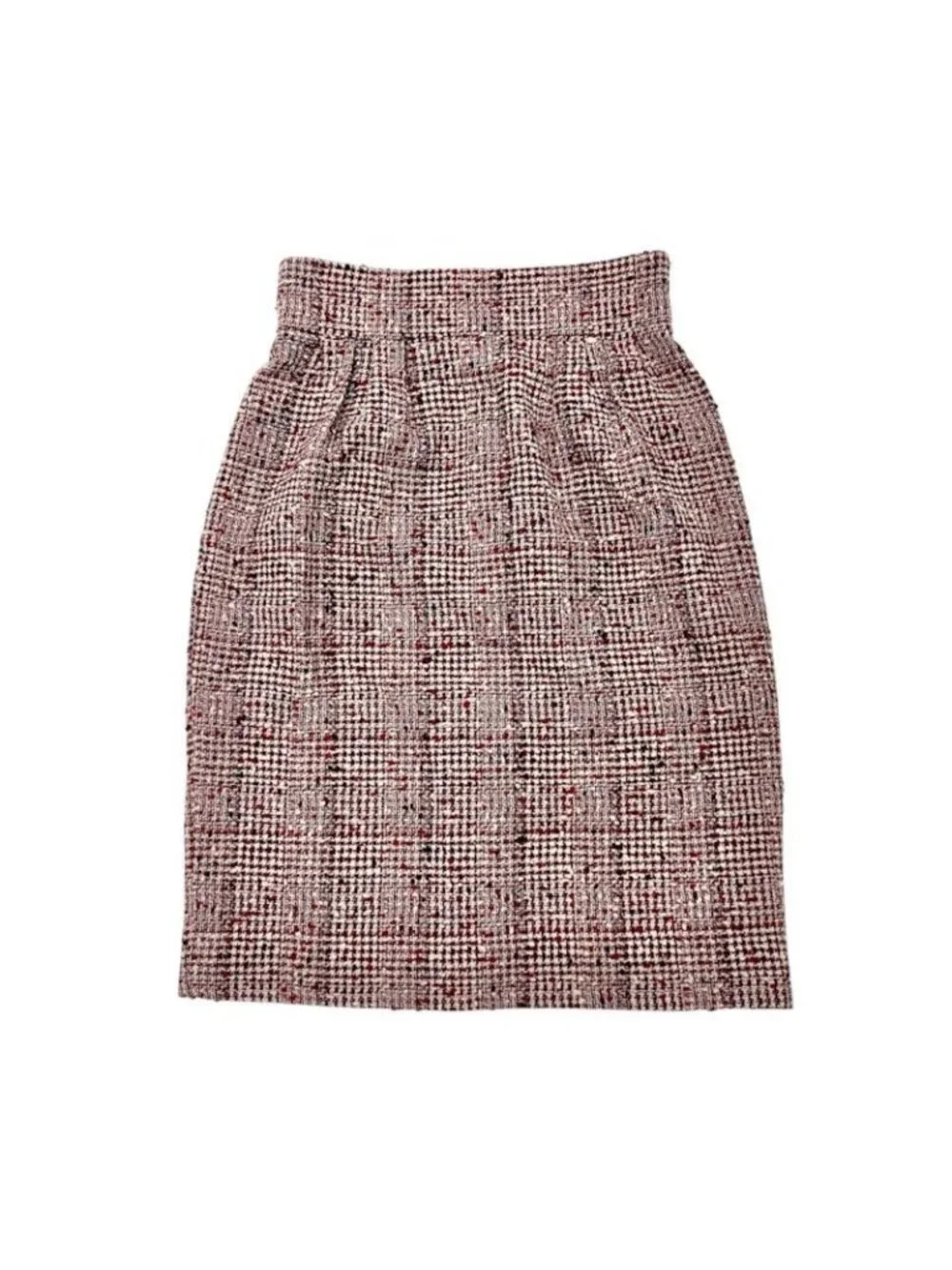 Chanel Red Tweed Middle Skirt